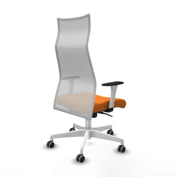 Albacete malla sincro malla blanca similpiel naranja brazos blancos base blanca ruedas 65mm engomadas