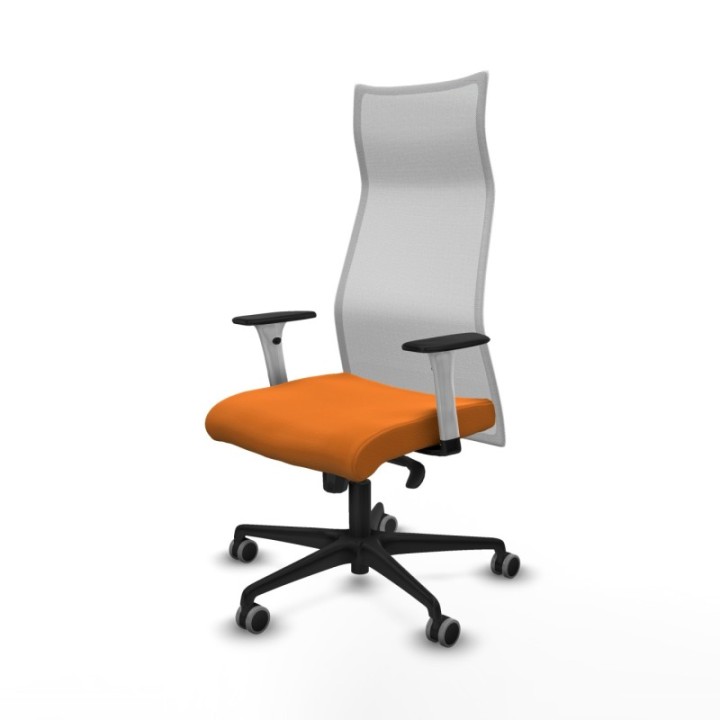 Albacete malla sincro malla blanca similpiel naranja brazos blancos base nailon ruedas 65mm engomadas