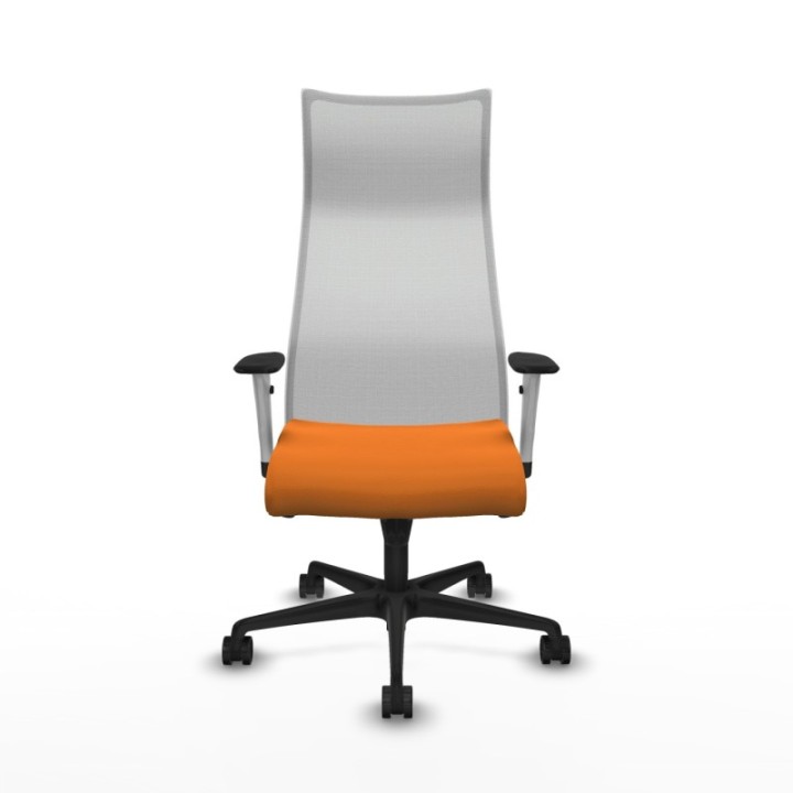 Albacete malla sincro malla blanca similpiel naranja brazos blancos base nailon ruedas 65 mm nailon