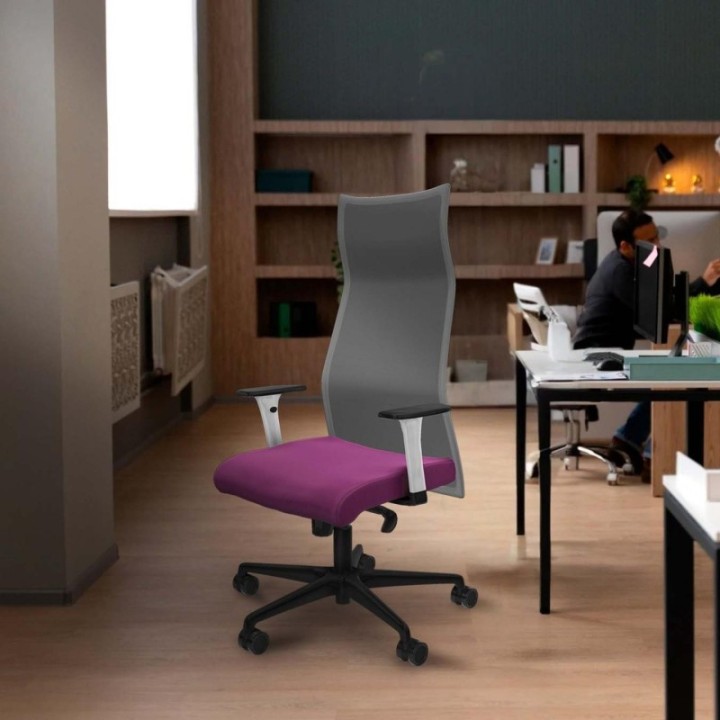 Albacete malla sincro malla blanca similpiel naranja brazos blancos base nailon ruedas 65 mm nailon