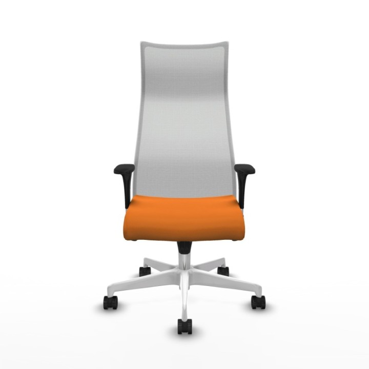 Albacete malla sincro malla blanca similpiel naranja brazos 1D base blanca ruedas 65 mm nailon