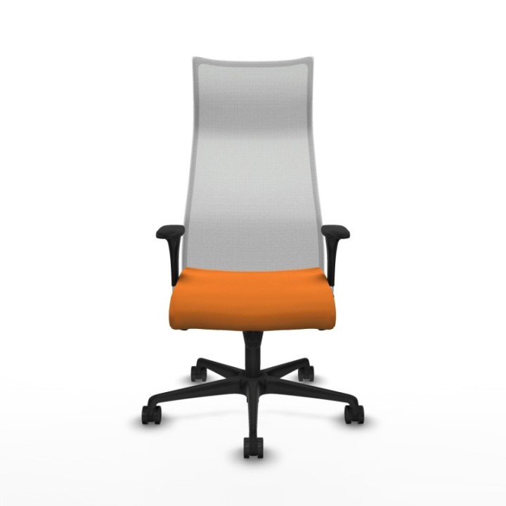 Albacete malla sincro malla blanca similpiel naranja brazos 1D base nailon ruedas 65 mm nailon