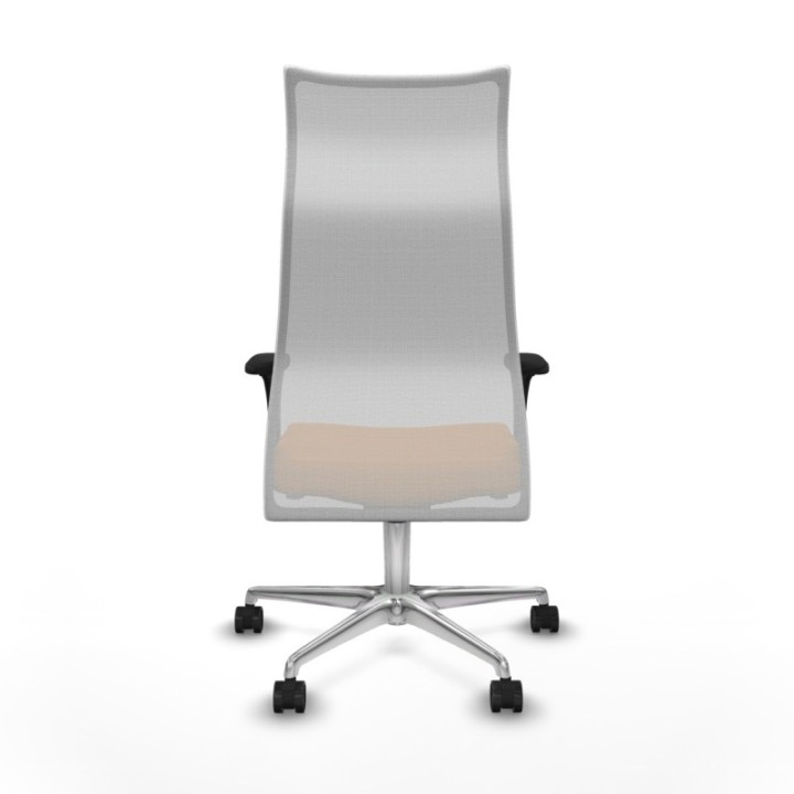 Albacete malla sincro malla blanca similpiel naranja brazos 1D base aluminio ruedas 65 mm nailon