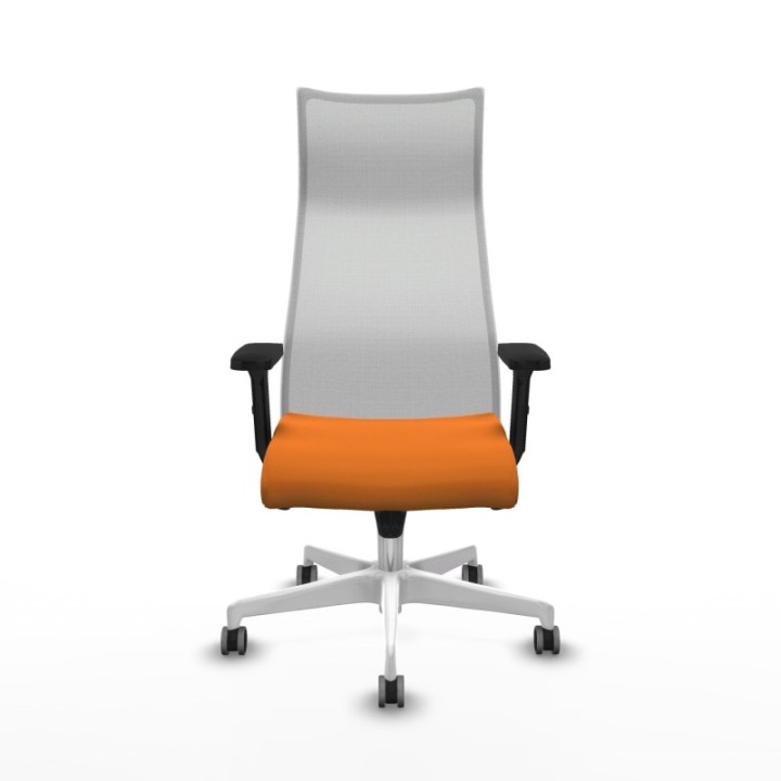 Albacete malla sincro malla blanca similpiel naranja brazos 2D base blanca ruedas 65mm engomadas