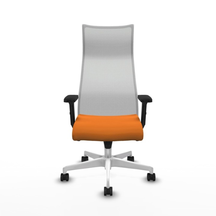 Albacete malla sincro malla blanca similpiel naranja brazos 2D base blanca ruedas 65 mm nailon