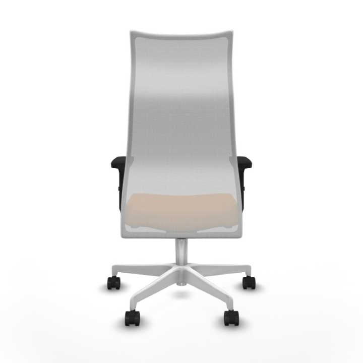 Albacete malla sincro malla blanca similpiel naranja brazos 2D base blanca ruedas 65 mm nailon