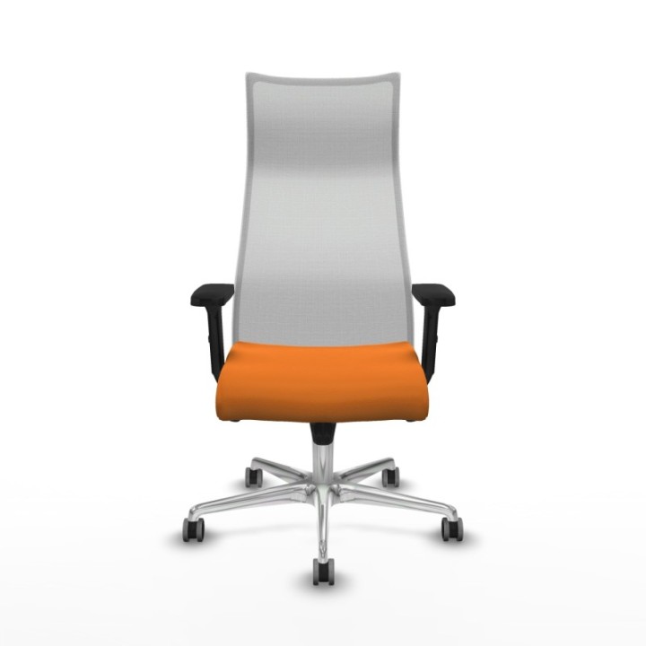 Albacete malla sincro malla blanca similpiel naranja brazos 2D base aluminio ruedas 65mm engomadas