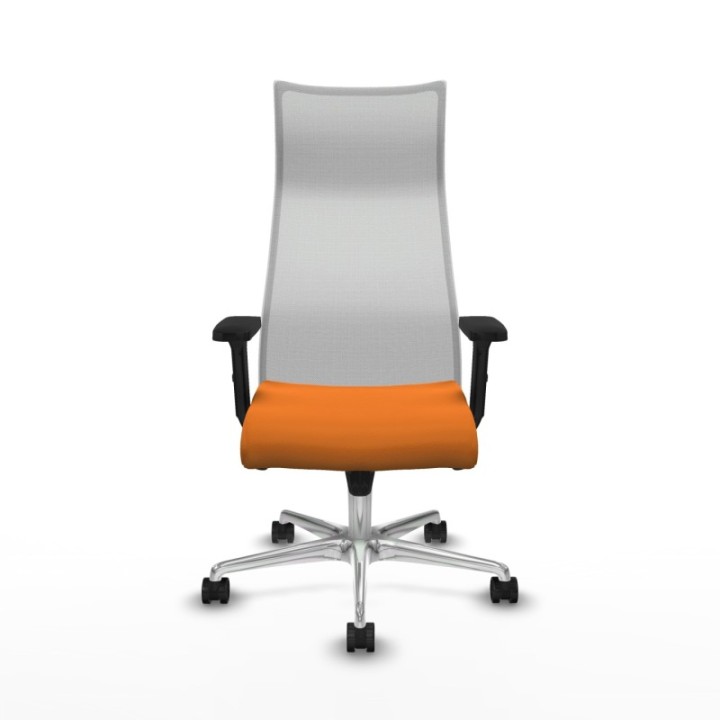 Albacete malla sincro malla blanca similpiel naranja brazos 2D base aluminio ruedas 65 mm nailon