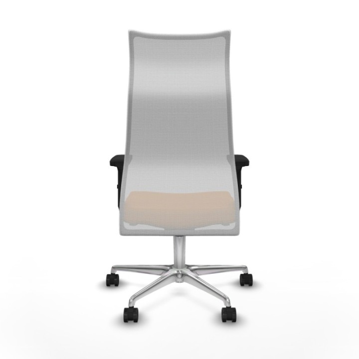 Albacete malla sincro malla blanca similpiel naranja brazos 2D base aluminio ruedas 65 mm nailon