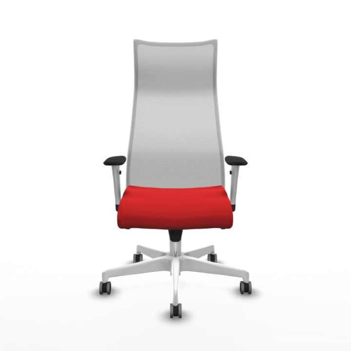 Albacete malla sincro malla blanca similpiel rojo brazos blancos base blanca ruedas 65mm engomadas