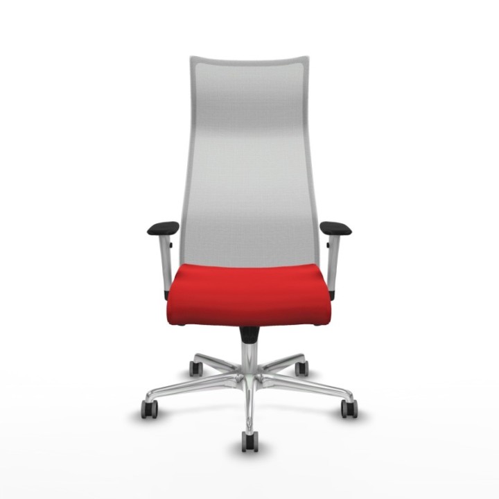 Albacete malla sincro malla blanca similpiel rojo brazos blancos base aluminio ruedas 65mm engomadas