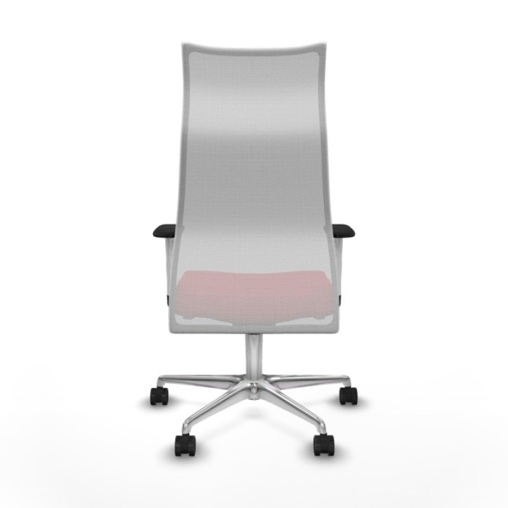 Albacete malla sincro malla blanca similpiel rojo brazos blancos base aluminio ruedas 65 mm nailon