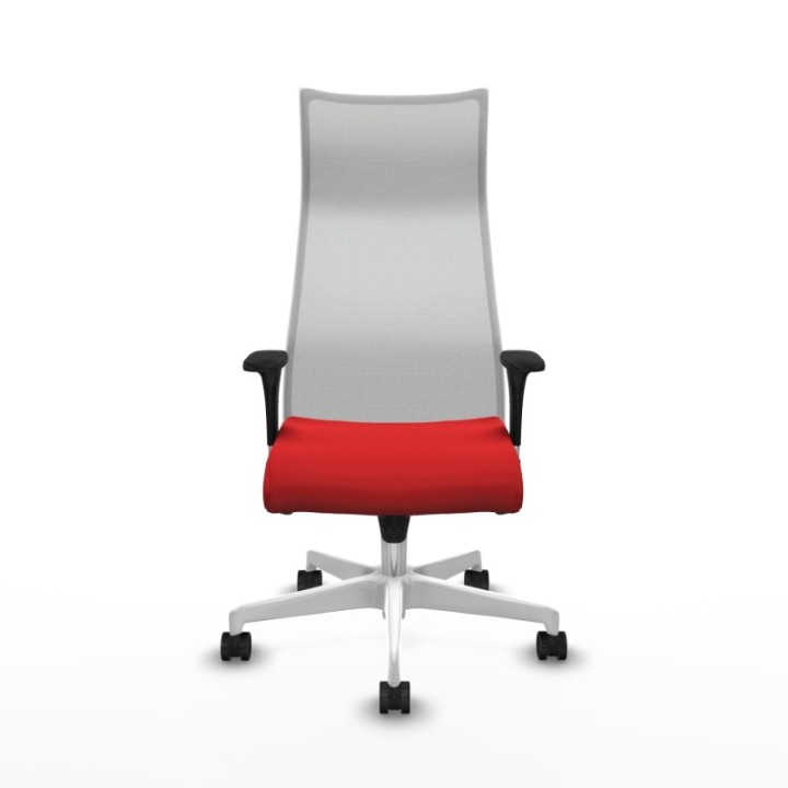 Albacete malla sincro malla blanca similpiel rojo brazos 1D base blanca ruedas 65 mm nailon