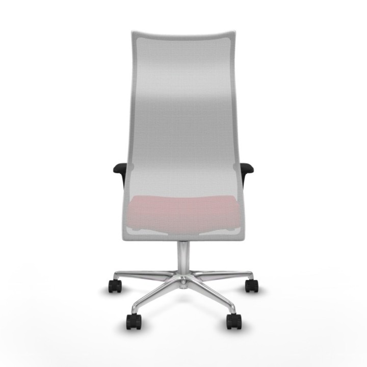 Albacete malla sincro malla blanca similpiel rojo brazos 1D base aluminio ruedas 65 mm nailon