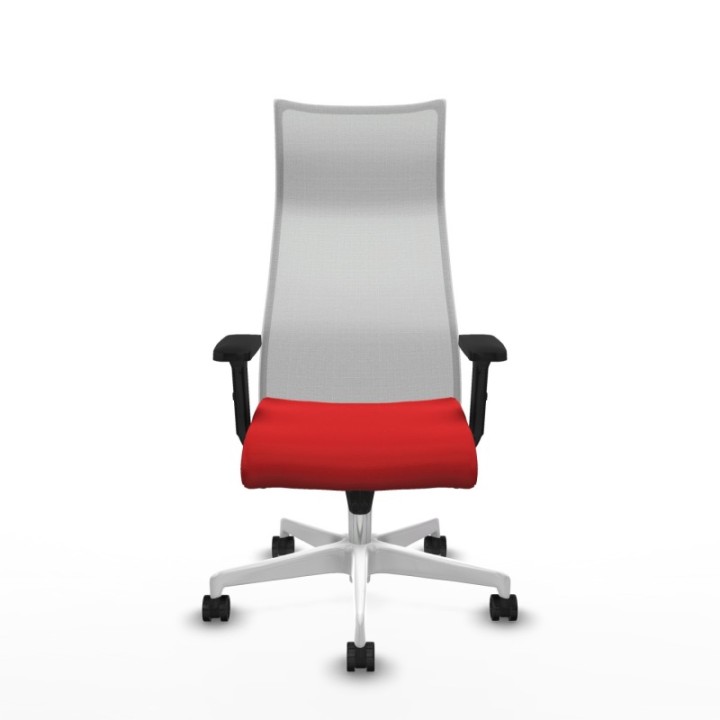 Albacete malla sincro malla blanca similpiel rojo brazos 2D base blanca ruedas 65 mm nailon