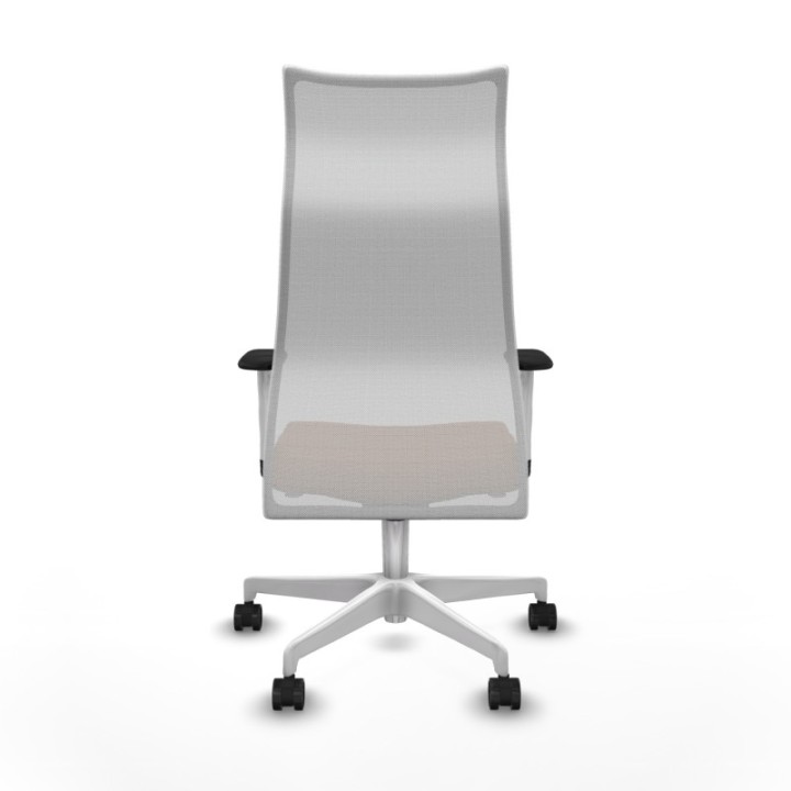 Albacete malla sincro malla blanca similpiel marrón brazos blancos base blanca ruedas 65 mm nailon