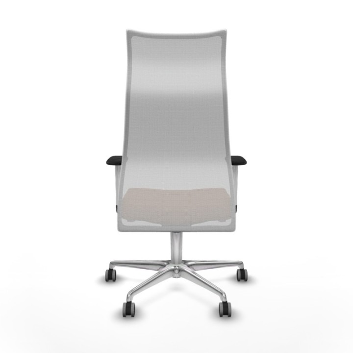 Albacete malla sincro malla blanca similpiel marrón brazos blancos base aluminio ruedas 65mm engomadas