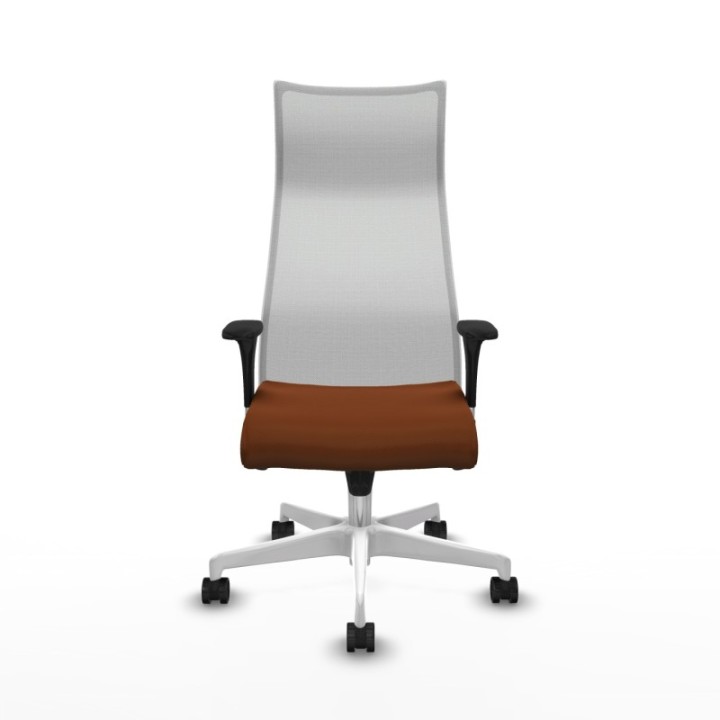 Albacete malla sincro malla blanca similpiel marrón brazos 1D base blanca ruedas 65 mm nailon