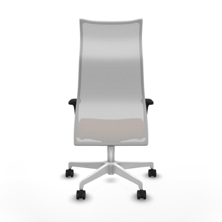 Albacete malla sincro malla blanca similpiel marrón brazos 1D base blanca ruedas 65 mm nailon