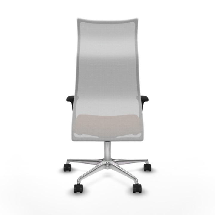 Albacete malla sincro malla blanca similpiel marrón brazos 1D base aluminio ruedas 65 mm nailon