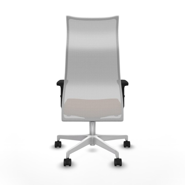 Albacete malla sincro malla blanca similpiel marrón brazos 2D base blanca ruedas 65 mm nailon