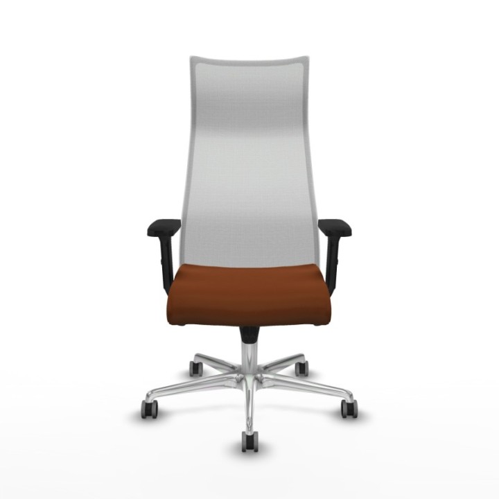 Albacete malla sincro malla blanca similpiel marrón brazos 2D base aluminio ruedas 65mm engomadas