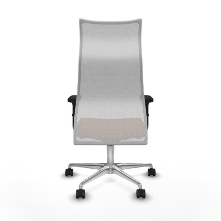 Albacete malla sincro malla blanca similpiel marrón brazos 2D base aluminio ruedas 65 mm nailon