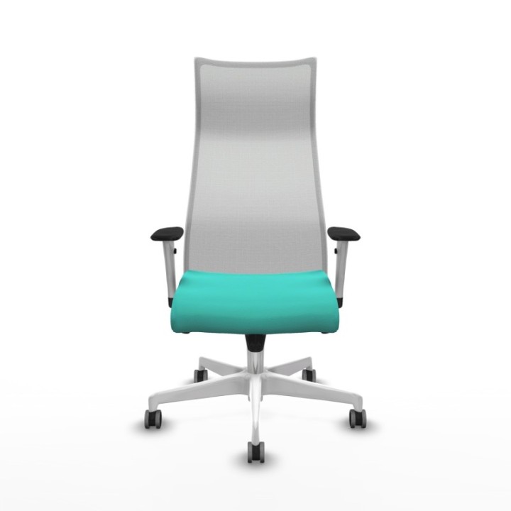 Albacete malla sincro malla blanca similpiel turquesa brazos blancos base blanca ruedas 65mm engomadas