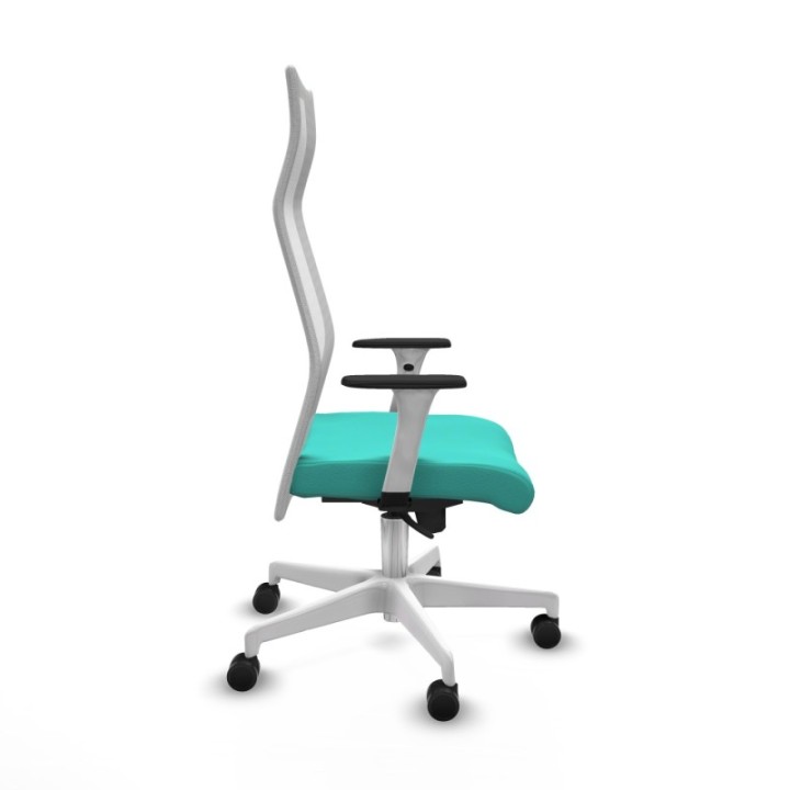 Albacete malla sincro malla blanca similpiel turquesa brazos blancos base blanca ruedas 65 mm nailon