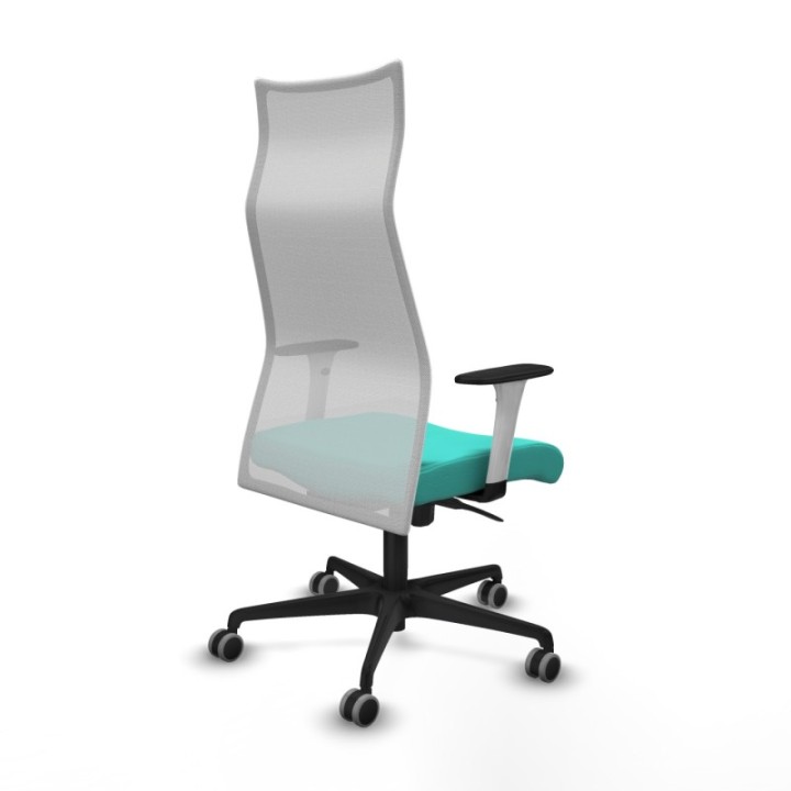 Albacete malla sincro malla blanca similpiel turquesa brazos blancos base nailon ruedas 65mm engomadas