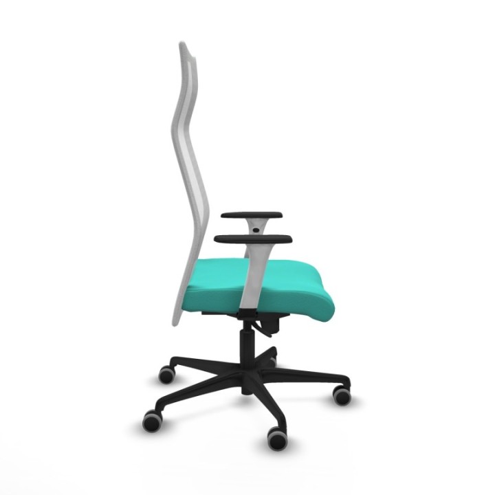 Albacete malla sincro malla blanca similpiel turquesa brazos blancos base nailon ruedas 65mm engomadas