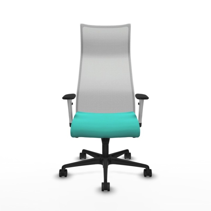 Albacete malla sincro malla blanca similpiel turquesa brazos blancos base nailon ruedas 65 mm nailon