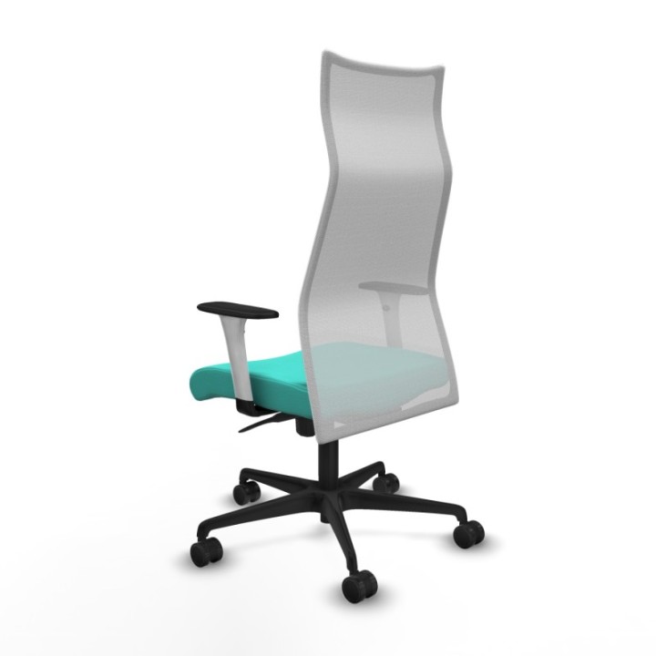 Albacete malla sincro malla blanca similpiel turquesa brazos blancos base nailon ruedas 65 mm nailon