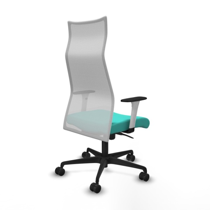 Albacete malla sincro malla blanca similpiel turquesa brazos blancos base nailon ruedas 65 mm nailon