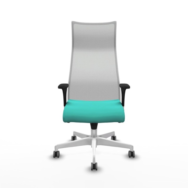 Albacete malla sincro malla blanca similpiel turquesa brazos 1D base blanca ruedas 65mm engomadas