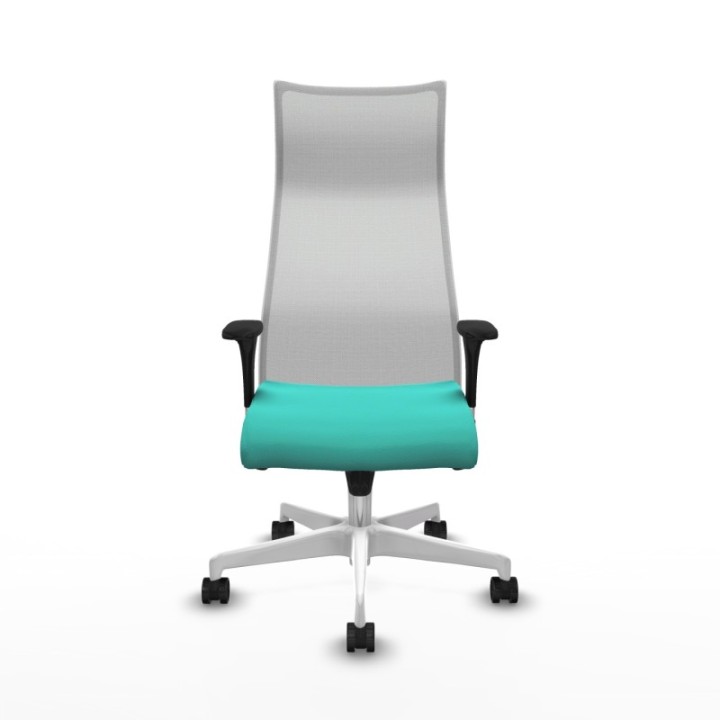 Albacete malla sincro malla blanca similpiel turquesa brazos 1D base blanca ruedas 65 mm nailon