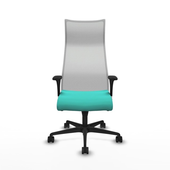 Albacete malla sincro malla blanca similpiel turquesa brazos 1D base nailon ruedas 65 mm nailon