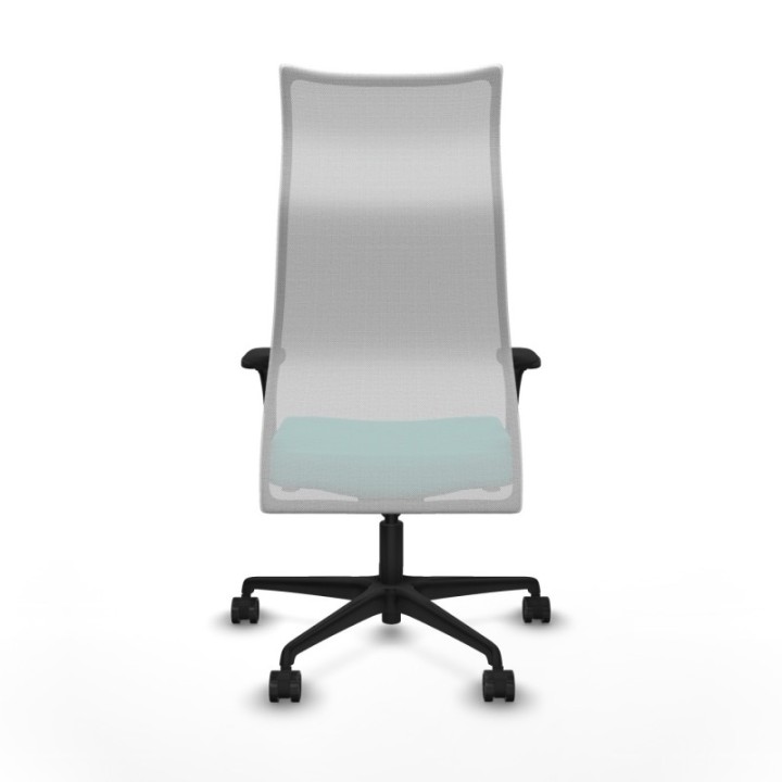 Albacete malla sincro malla blanca similpiel turquesa brazos 1D base nailon ruedas 65 mm nailon