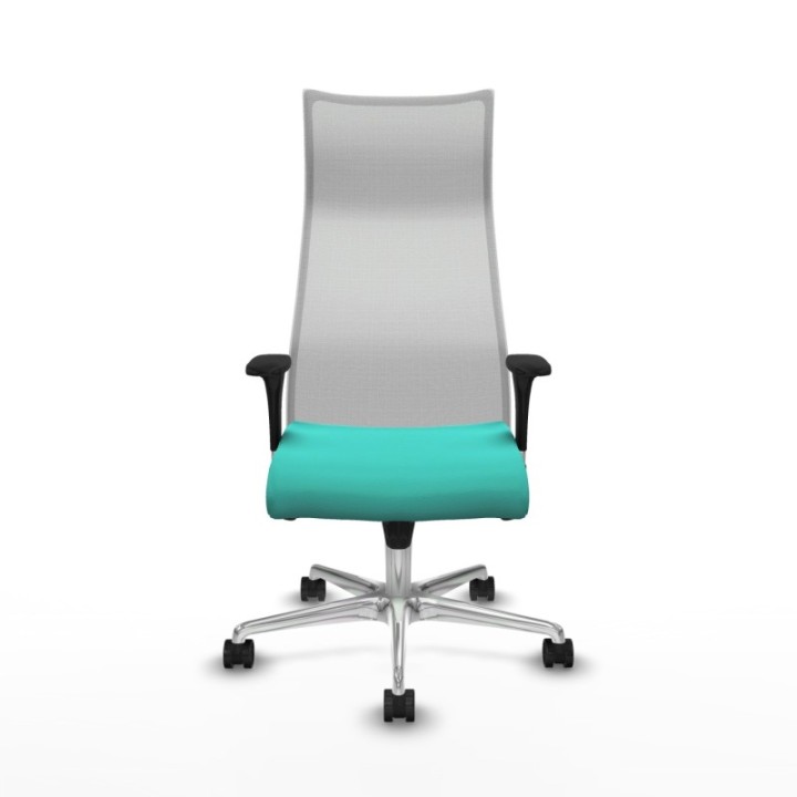 Albacete malla sincro malla blanca similpiel turquesa brazos 1D base aluminio ruedas 65 mm nailon