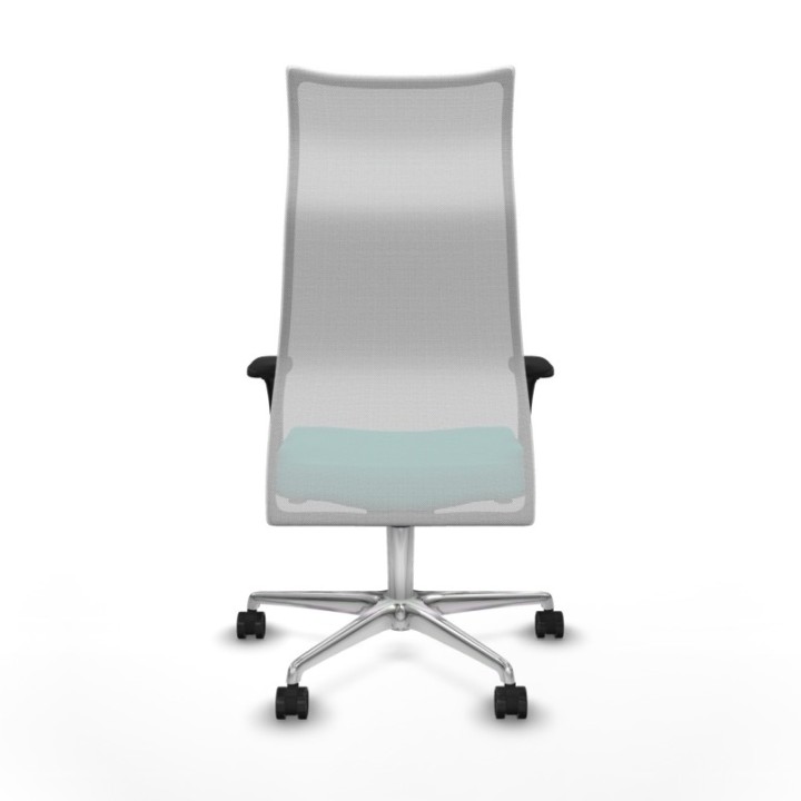 Albacete malla sincro malla blanca similpiel turquesa brazos 1D base aluminio ruedas 65 mm nailon