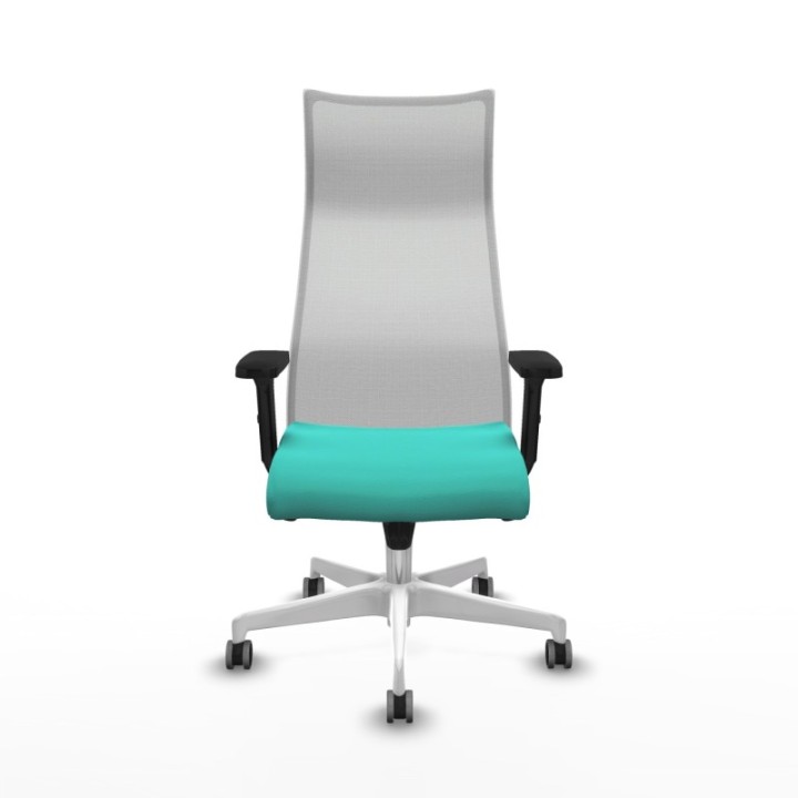 Albacete malla sincro malla blanca similpiel turquesa brazos 2D base blanca ruedas 65mm engomadas