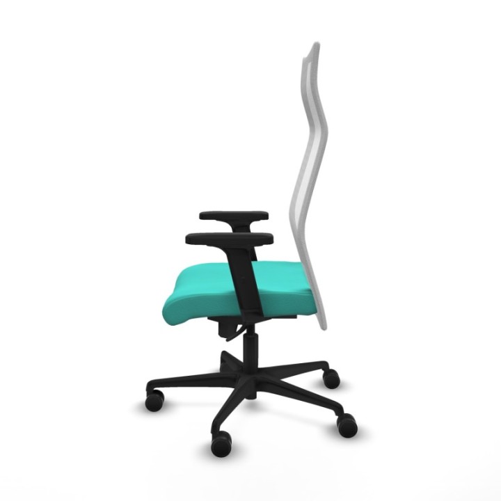 Albacete malla sincro malla blanca similpiel turquesa brazos 2D base nailon ruedas 65 mm nailon