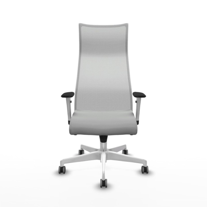 Albacete malla sincro malla blanca similpiel gris claro brazos blancos base blanca ruedas 65mm engomadas