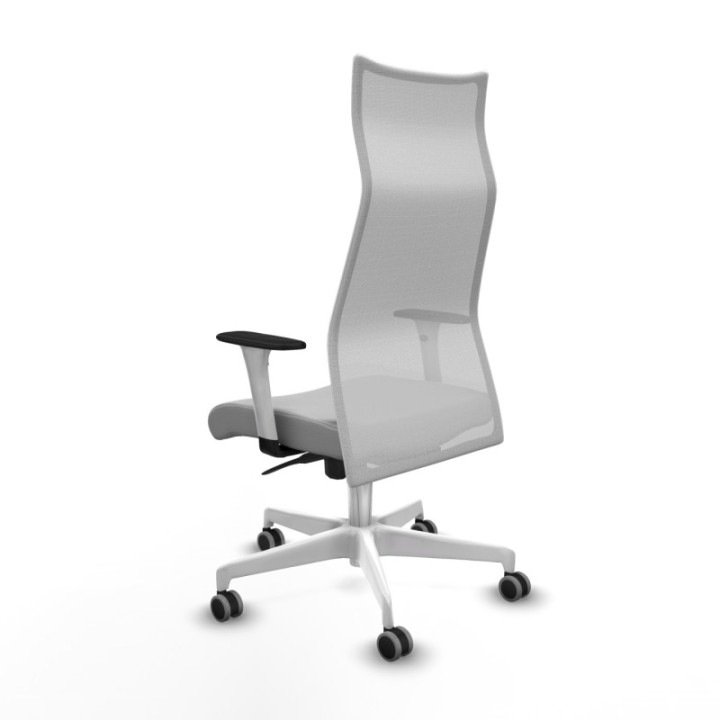 Albacete malla sincro malla blanca similpiel gris claro brazos blancos base blanca ruedas 65mm engomadas