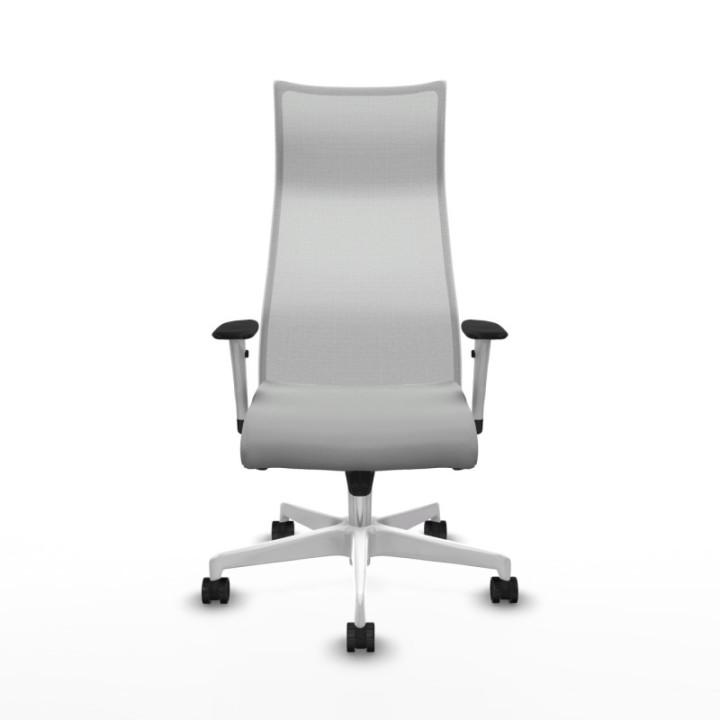 Albacete malla sincro malla blanca similpiel gris claro brazos blancos base blanca ruedas 65 mm nailon