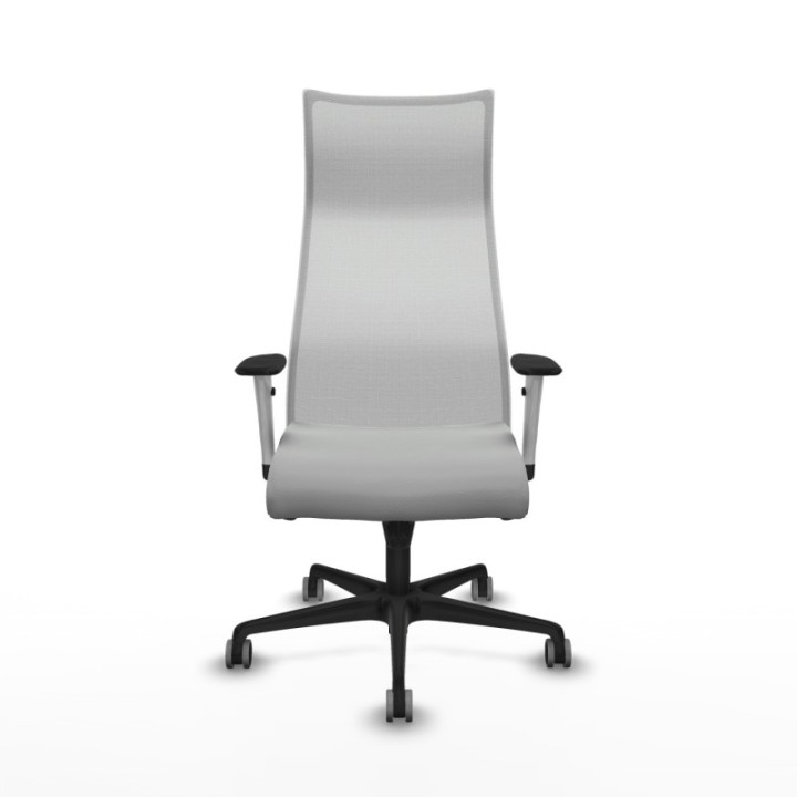 Albacete malla sincro malla blanca similpiel gris claro brazos blancos base nailon ruedas 65mm engomadas