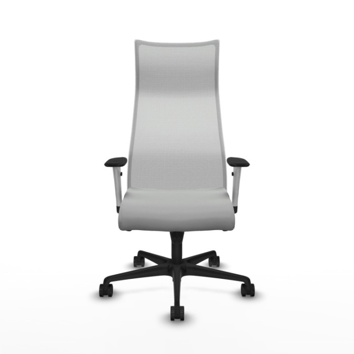 Albacete malla sincro malla blanca similpiel gris claro brazos blancos base nailon ruedas 65 mm nailon