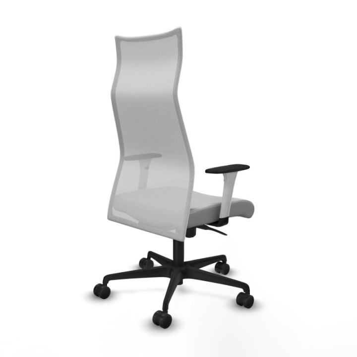 Albacete malla sincro malla blanca similpiel gris claro brazos blancos base nailon ruedas 65 mm nailon