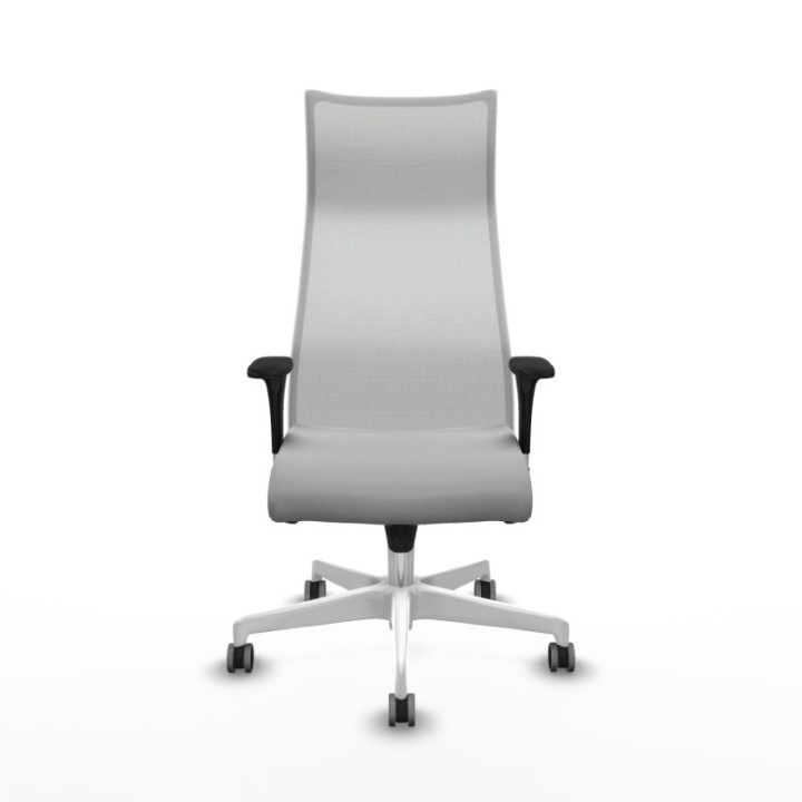 Albacete malla sincro malla blanca similpiel gris claro brazos 1D base blanca ruedas 65mm engomadas