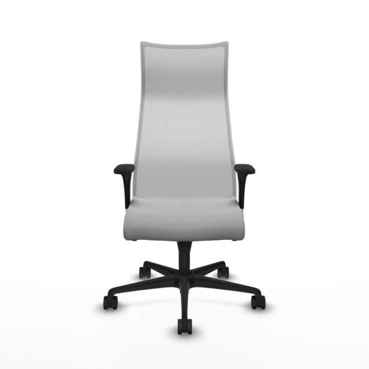 Albacete malla sincro malla blanca similpiel gris claro brazos 1D base nailon ruedas 65 mm nailon